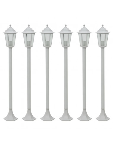 Lampioni da Giardino 6 pz E27 110 cm in Alluminio Bianco