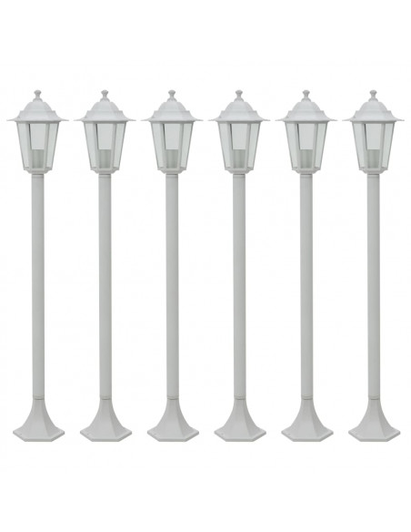 Lampioni da Giardino 6 pz E27 110 cm in Alluminio Bianco