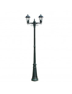 Lampione da Giardino 2 Bracci 215 cm Verde Scuro/Nero Alluminio 2