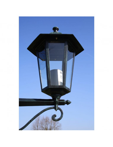 Lampione da Giardino 2 Bracci 215 cm Verde Scuro/Nero Alluminio