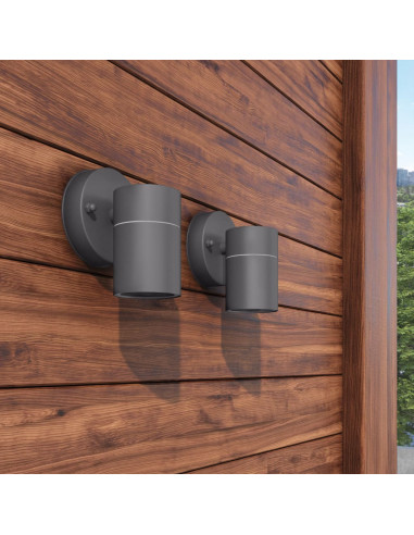 Lampada da Parete Esterno 2 pz Acciaio Inox Proiezione Basso