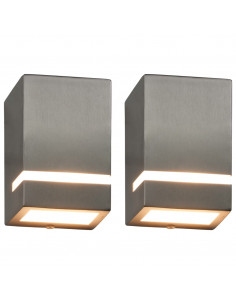 Lampade da Parete da Esterno 2 pz 35 W Argento Rettangolari 2