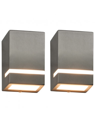 Lampade da Parete da Esterno 2 pz 35 W Argento Rettangolari