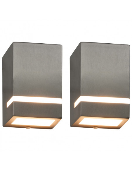 Lampade da Parete da Esterno 2 pz 35 W Argento Rettangolari