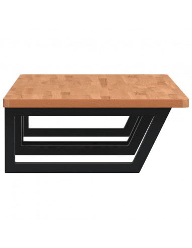 Ripiano a Parete per Lavabo in Acciaio e Massello di Faggio