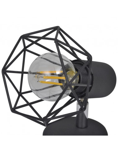 Set 2 Applique con Rete in Stile Industriale Nero Lampadina LED