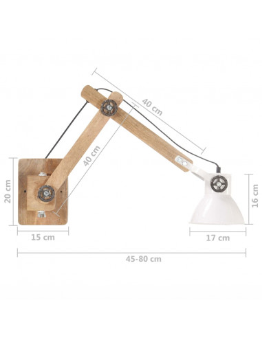 Lampada da Parete Stile Industriale Bianca Rotonda E27
