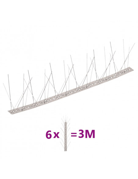 Set Dissuasori per Uccelli e Piccioni 6 pz Acciaio 5 File 3 m