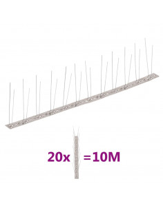 Set Dissuasori per Uccelli e Piccioni 20 pz Acciaio 2 File 10 m 2