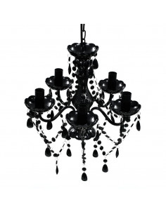 Lampadario in Cristallo con 5 Lampadine Nero 2