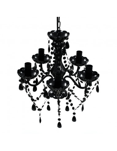 Lampadario in Cristallo con 5 Lampadine Nero