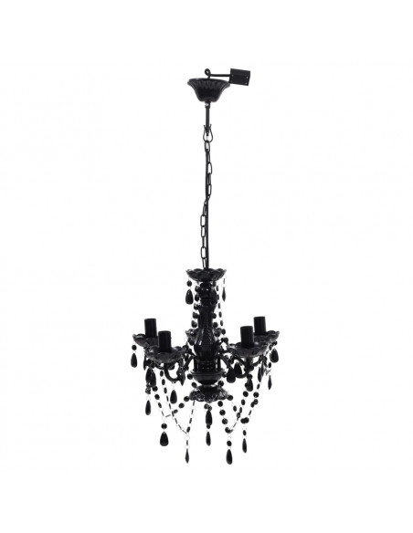 Lampadario in Cristallo con 5 Lampadine Nero
