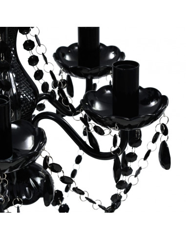 Lampadario in Cristallo con 5 Lampadine Nero