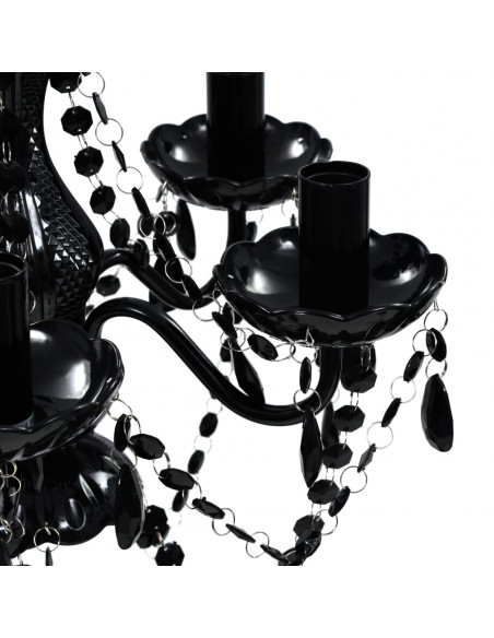 Lampadario in Cristallo con 5 Lampadine Nero