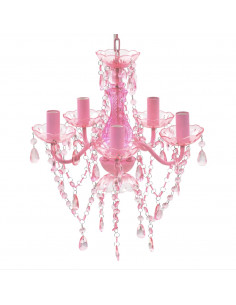 Lampadario in Cristallo con 5 Lampadine Rosa 2