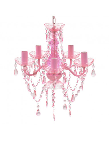 Lampadario in Cristallo con 5 Lampadine Rosa