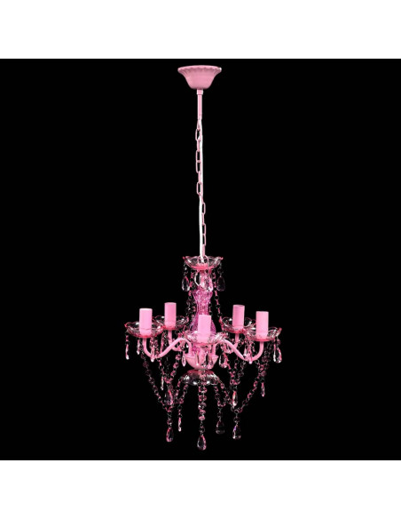 Lampadario in Cristallo con 5 Lampadine Rosa