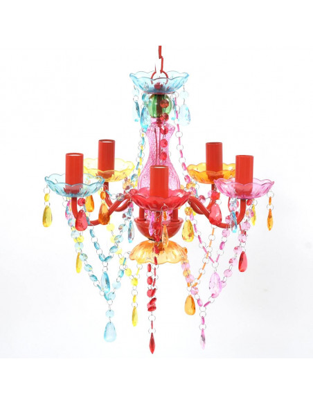 Lampadario in Cristallo 5 Lampadine Multicolore
