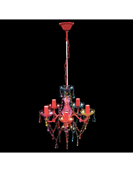 Lampadario in Cristallo 5 Lampadine Multicolore