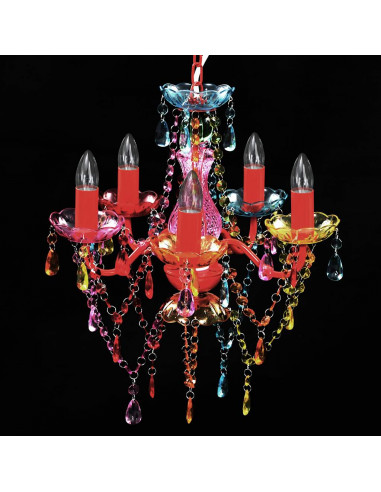 Lampadario in Cristallo 5 Lampadine Multicolore