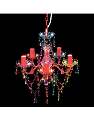 Lampadario in Cristallo 5 Lampadine Multicolore