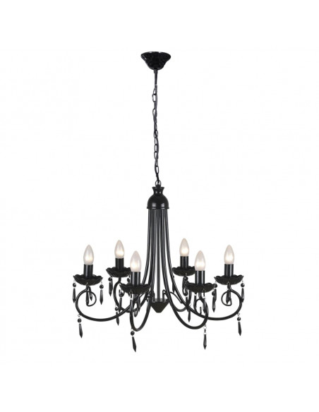 Lampada da Soffitto Pendente Elegante Nera 6 Portalampade