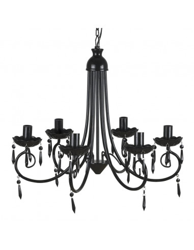 Lampada da Soffitto Pendente Elegante Nera 6 Portalampade