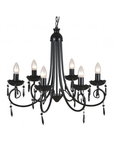 Lampada da Soffitto Pendente Elegante Nera 6 Portalampade