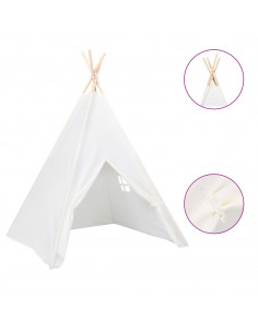 Tenda Tipi Bimbi Borsa Bianco Microfibra Strisce 120x120x150cm 2