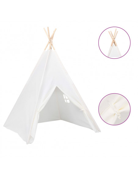Tenda Tipi Bimbi Borsa Bianco Microfibra Strisce 120x120x150cm