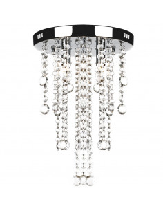 Lampadario in Metallo Bianco con Perline in Cristallo 2