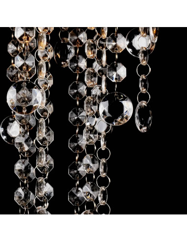 Lampadario in Metallo Bianco con Perline in Cristallo