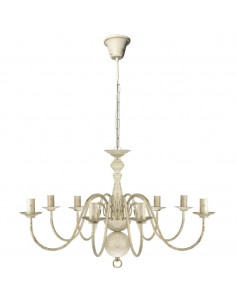 Lampadario Stile Antico Metallo Bianco 8 Lampadine E14 2