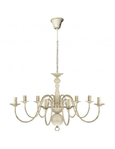 Lampadario Stile Antico Metallo Bianco 8 Lampadine E14