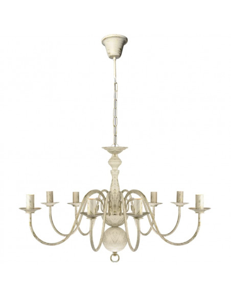 Lampadario Stile Antico Metallo Bianco 8 Lampadine E14