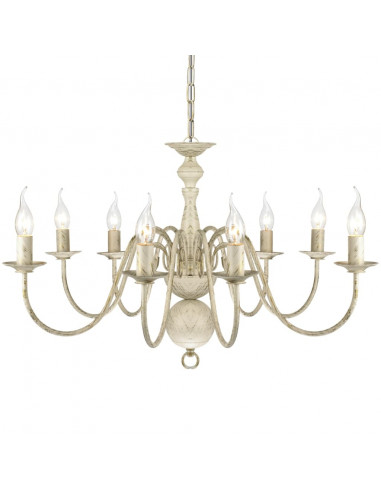 Lampadario Stile Antico Metallo Bianco 8 Lampadine E14