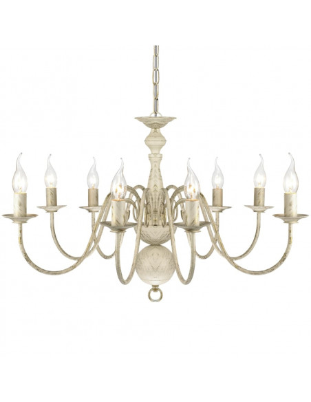 Lampadario Stile Antico Metallo Bianco 8 Lampadine E14
