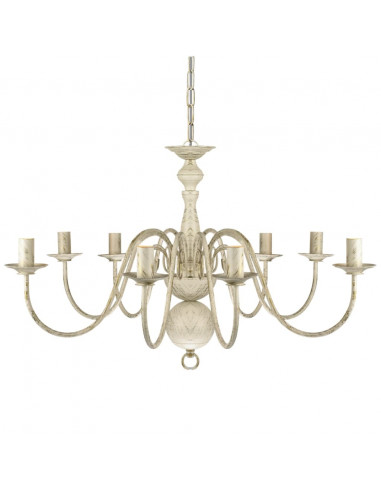Lampadario Stile Antico Metallo Bianco 8 Lampadine E14