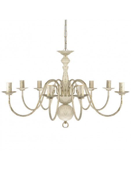 Lampadario Stile Antico Metallo Bianco 8 Lampadine E14
