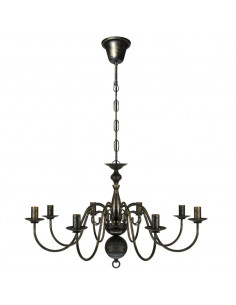 Lampadario Stile Antico Metallo Nero Lampadine 8 x E14 2