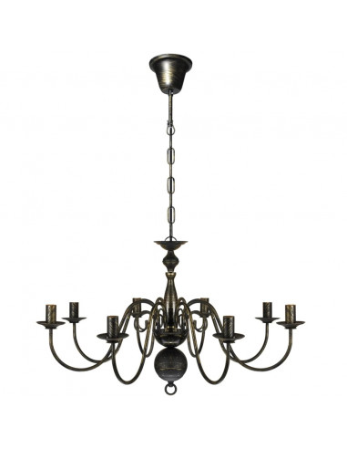 Lampadario Stile Antico Metallo Nero Lampadine 8 x E14