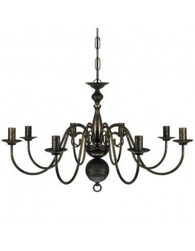 Lampadario Stile Antico Metallo Nero Lampadine 8 x E14