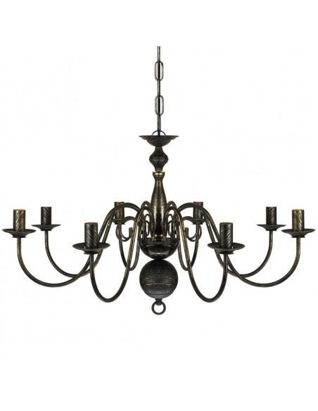 Lampadario Stile Antico Metallo Nero Lampadine 8 x E14