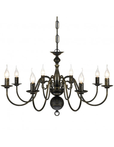 Lampadario Stile Antico Metallo Nero Lampadine 8 x E14