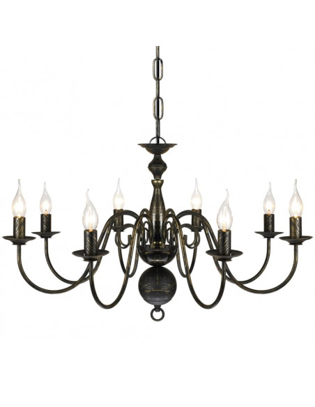 Lampadario Stile Antico Metallo Nero Lampadine 8 x E14