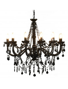 Lampadario con Perline Nero 12 Lampadine E14 2