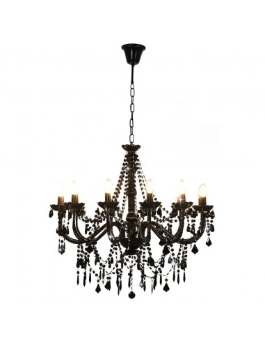 Lampadario con Perline Nero 12 Lampadine E14