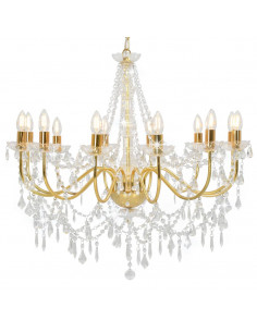 Lampadario con Perline Dorato 12 Lampadine E14 2