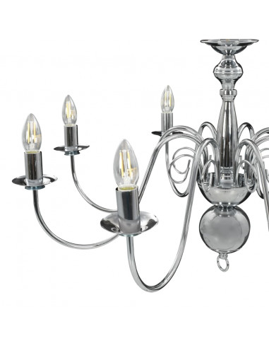 Lampadario Argento con 8 Lampadine E14