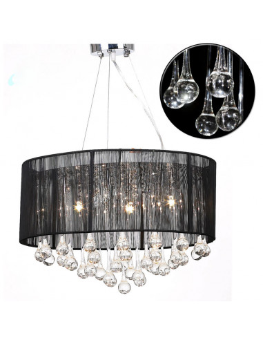 Lampadario con 85 Cristalli Nero